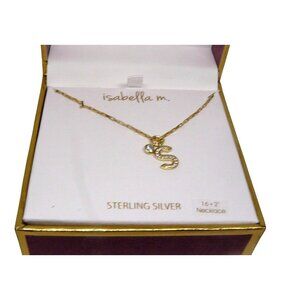 YGP 925 Silver S Pendant Necklace w Crystal Accts 16+2" Adj Gift Box Isabella M.